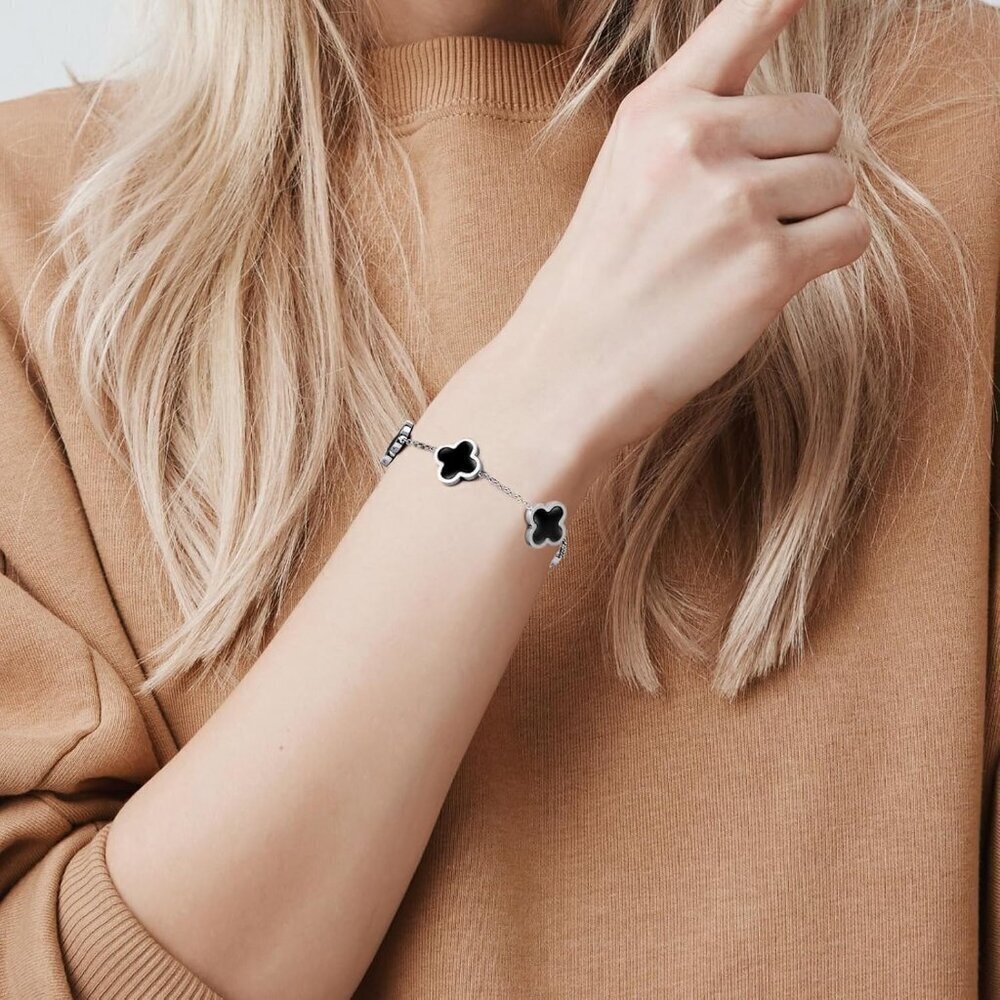 Women Clover Bracelet 18k Gold Plated Lucky Charm Adjustable Jewelry Gift - Picture 2 of 7